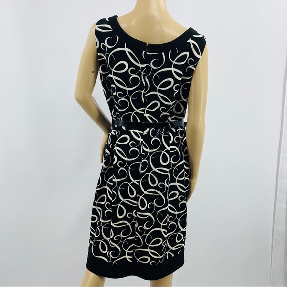 London Times Black & White Belted Dress - Picture 6 of 8
